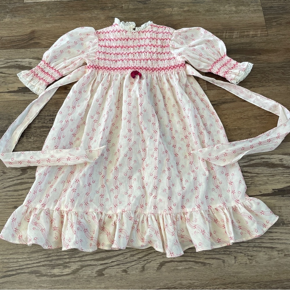 Nannette vintage smocked floral baby dress